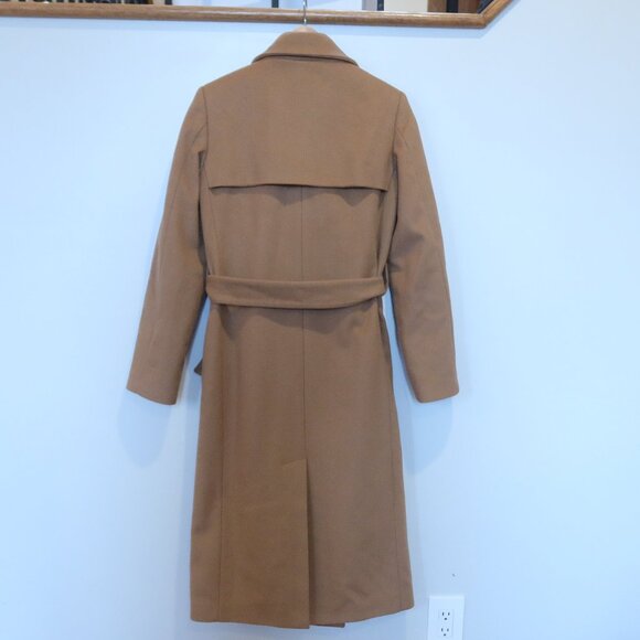 ANNIE P wool cashmere peacoat long beige winter warm belt classic chic XS office - Picture 4 of 11